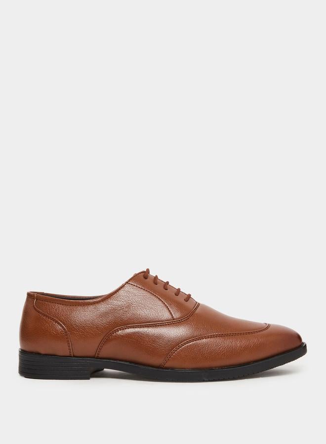 Styli Men Brown Leather Oxford Shoes - Image 1